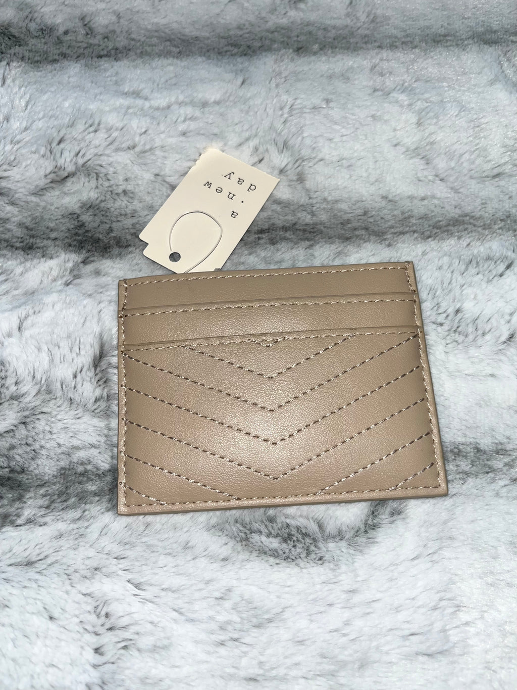 ♡ Beige A New Day Card Wallet | Slim Leather Cardholder | Gift Cute Small ♡