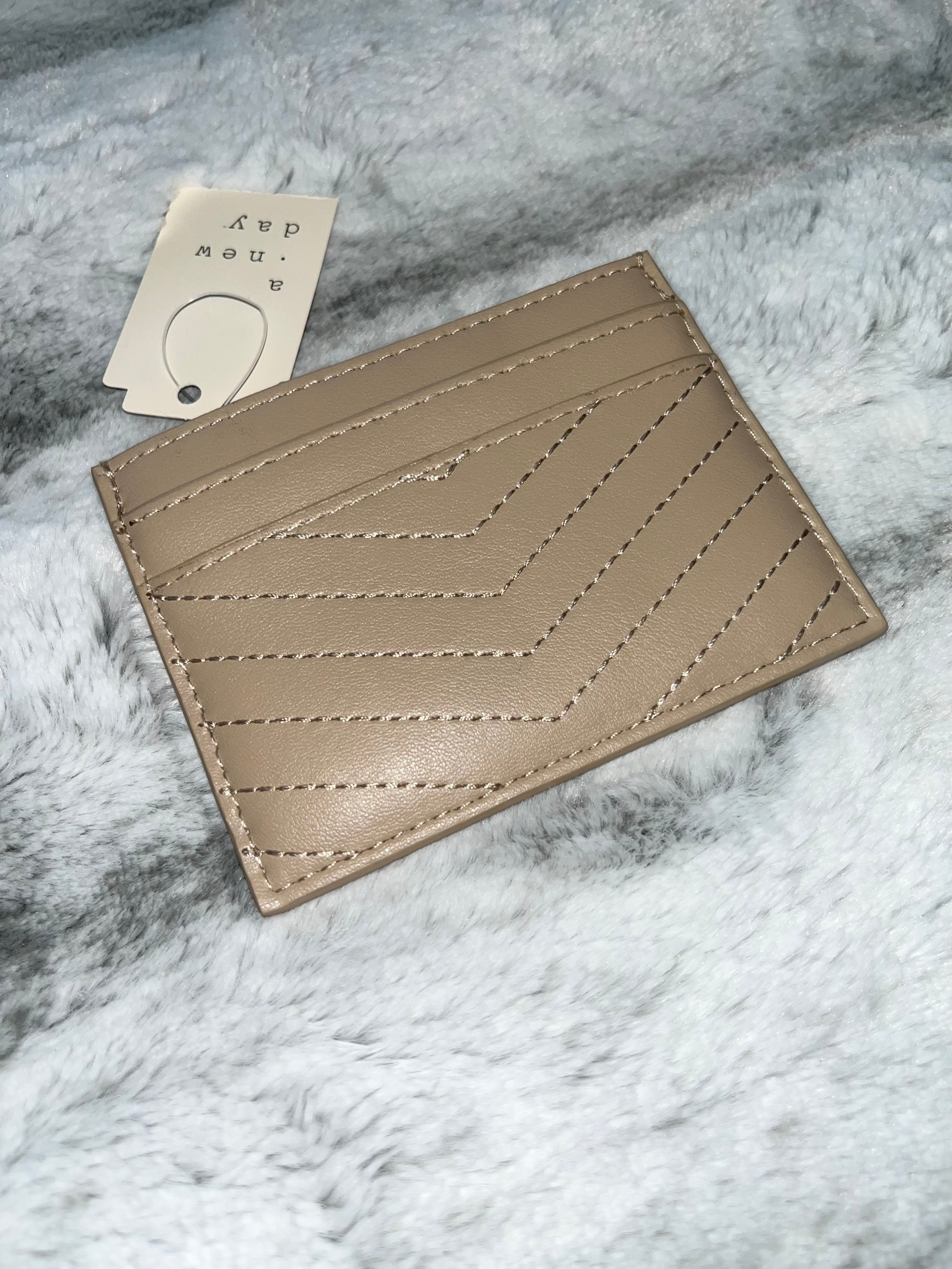 ♡ Beige A New Day Card Wallet | Slim Leather Cardholder | Gift Cute Small ♡
