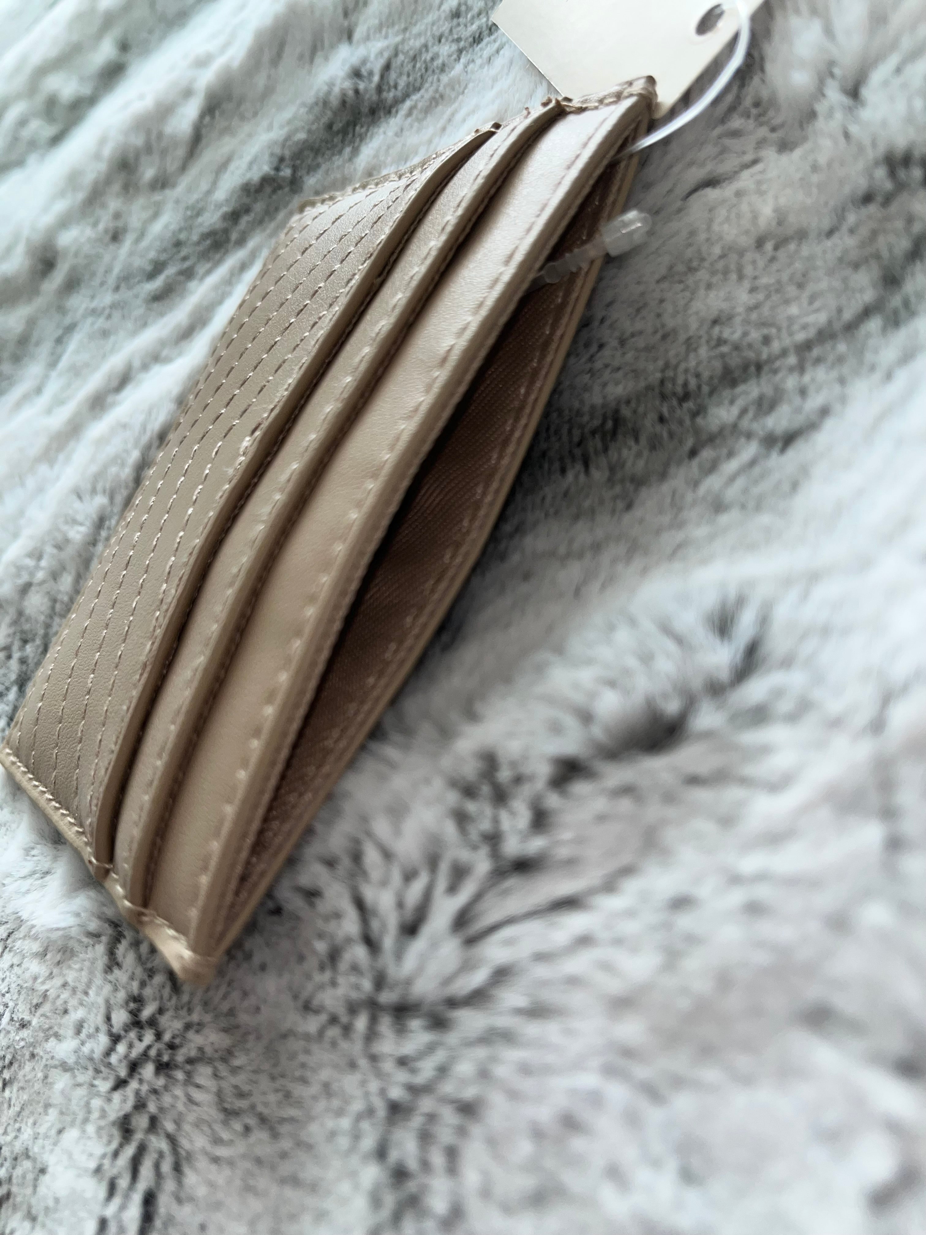 ♡ Beige A New Day Card Wallet | Slim Leather Cardholder | Gift Cute Small ♡