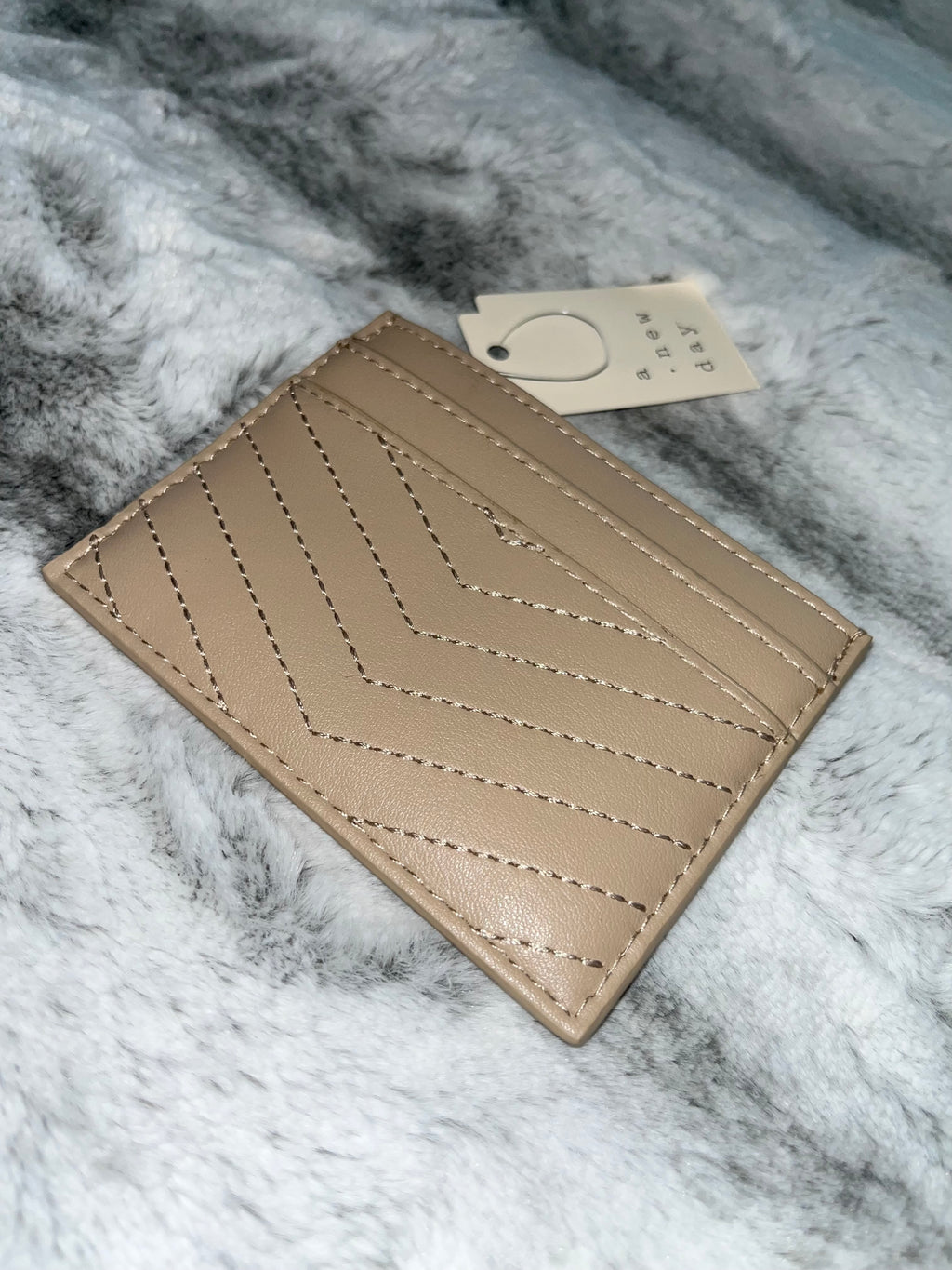 ♡ Beige A New Day Card Wallet | Slim Leather Cardholder | Gift Cute Small ♡