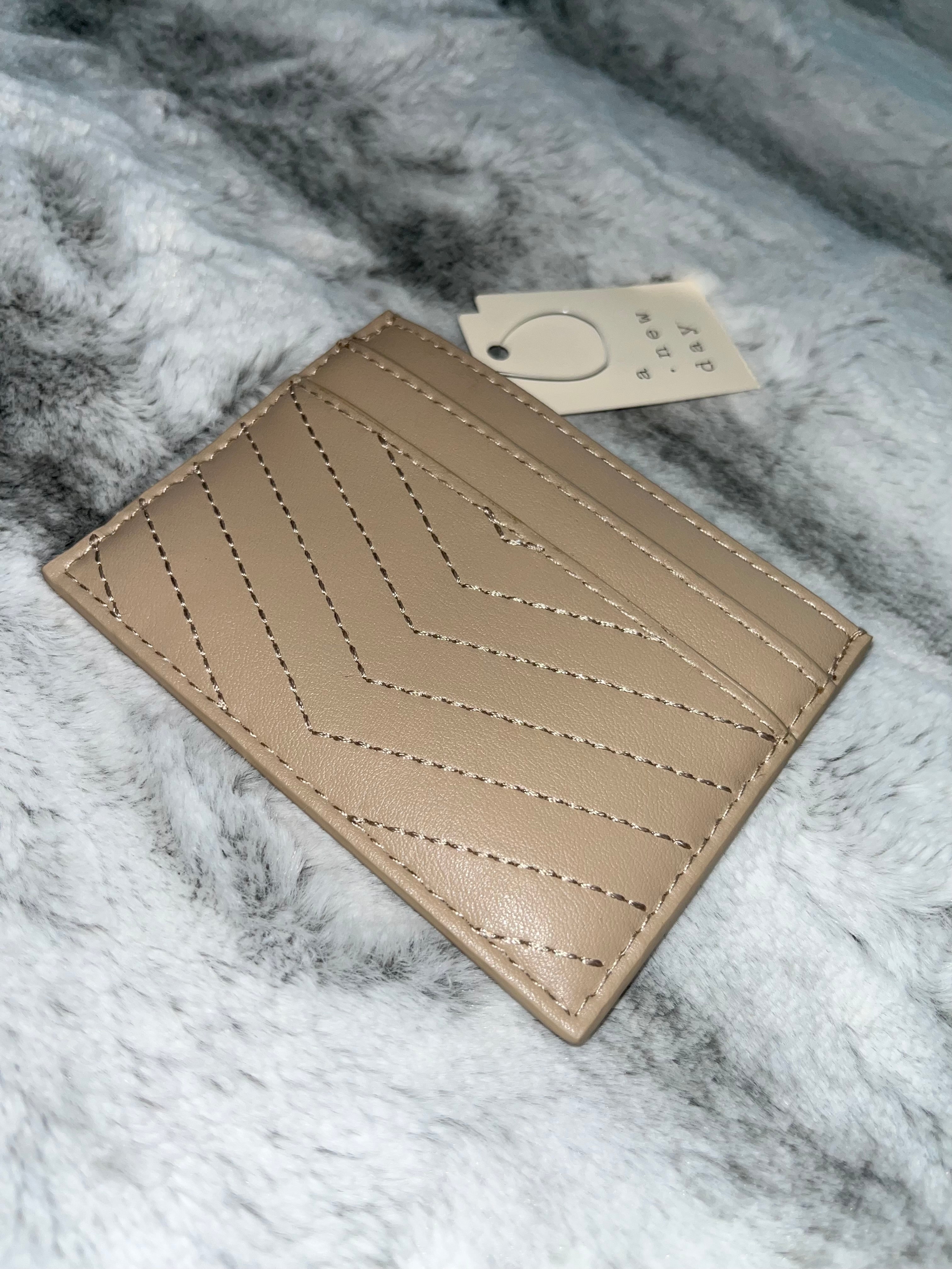 ♡ Beige A New Day Card Wallet | Slim Leather Cardholder | Gift Cute Small ♡
