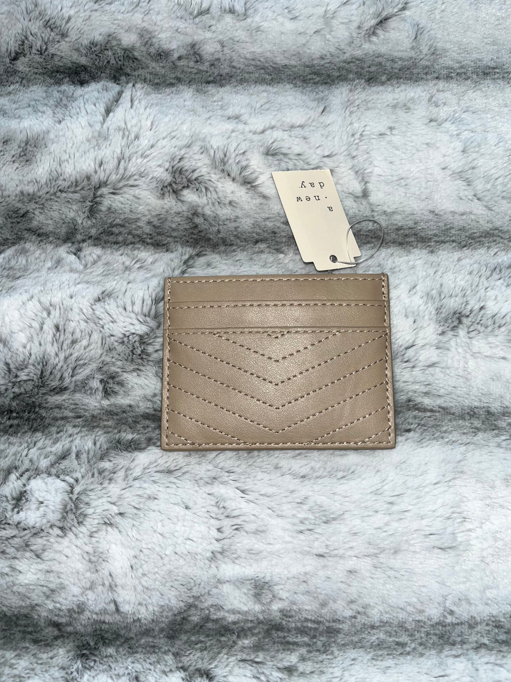 ♡ Beige A New Day Card Wallet | Slim Leather Cardholder | Gift Cute Small ♡