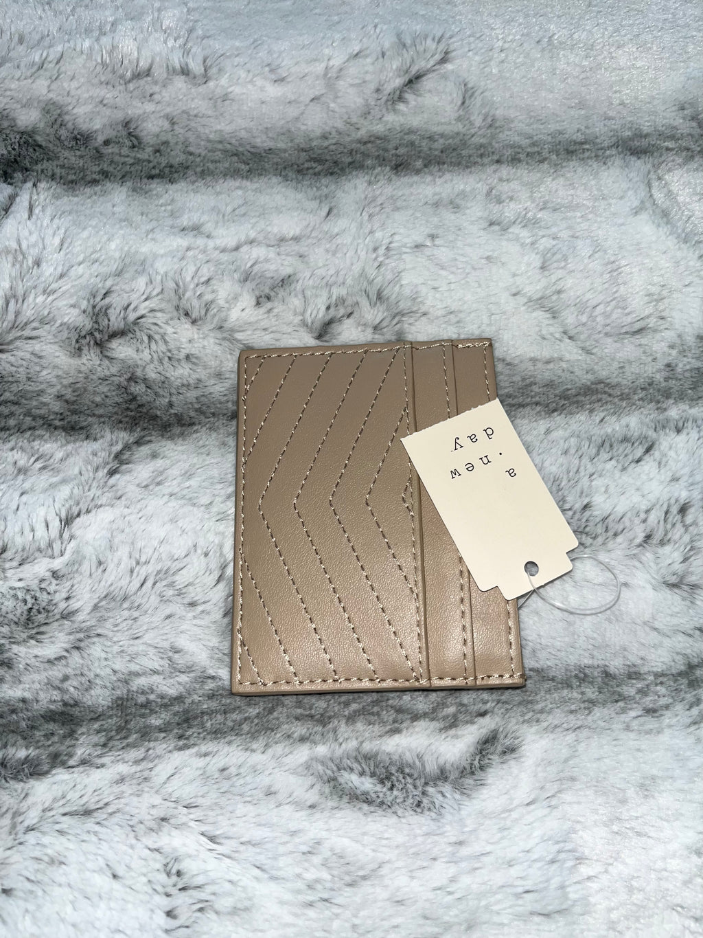 ♡ Beige A New Day Card Wallet | Slim Leather Cardholder | Gift Cute Small ♡