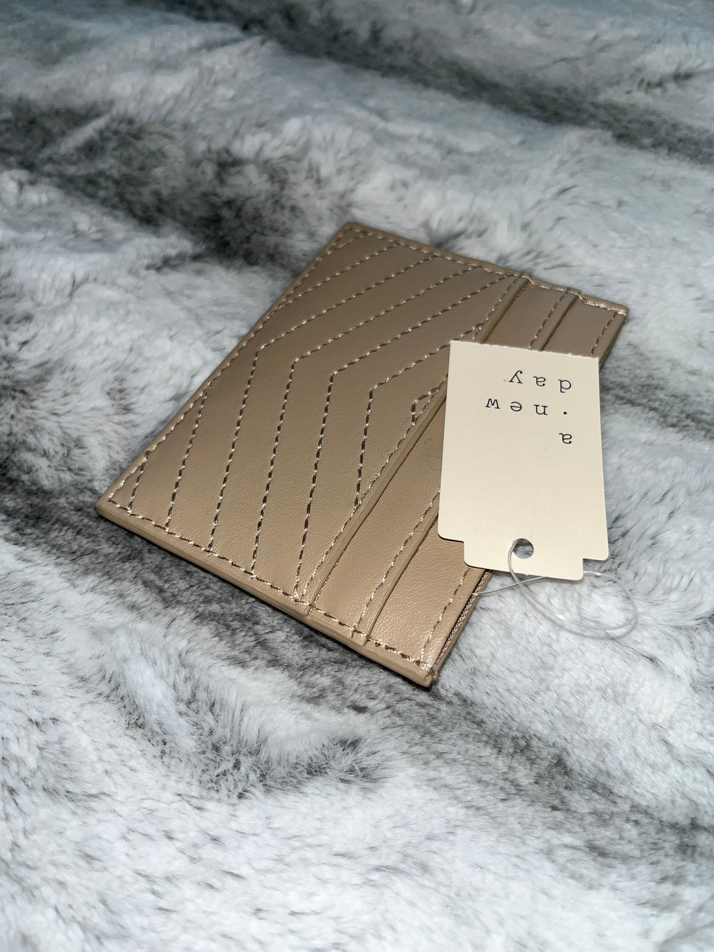 ♡ Beige A New Day Card Wallet | Slim Leather Cardholder | Gift Cute Small ♡