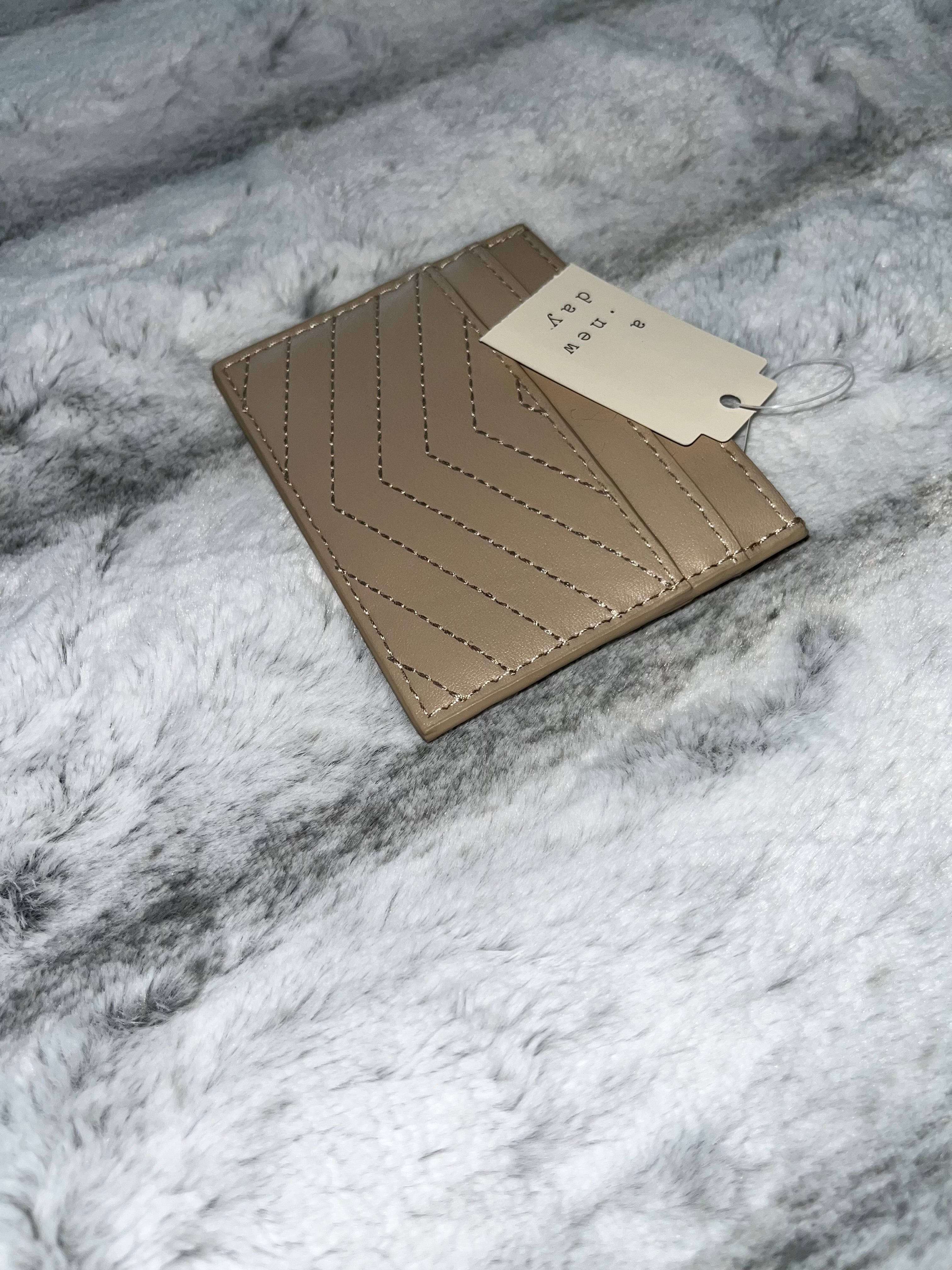 ♡ Beige A New Day Card Wallet | Slim Leather Cardholder | Gift Cute Small ♡