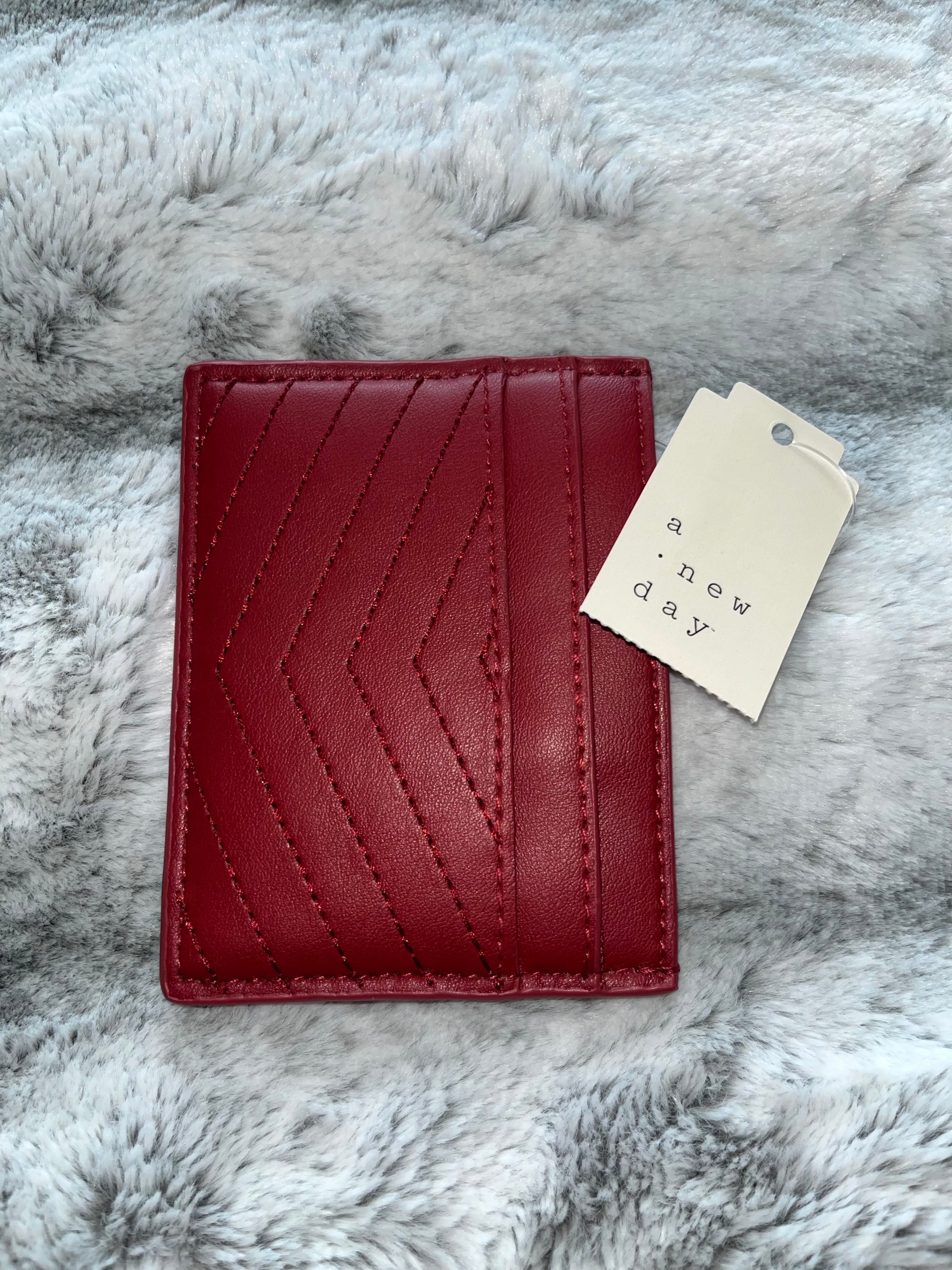 ♡ Crimson Red A New Day Card Wallet | Slim Leather Cardholder | Gift Cute ♡