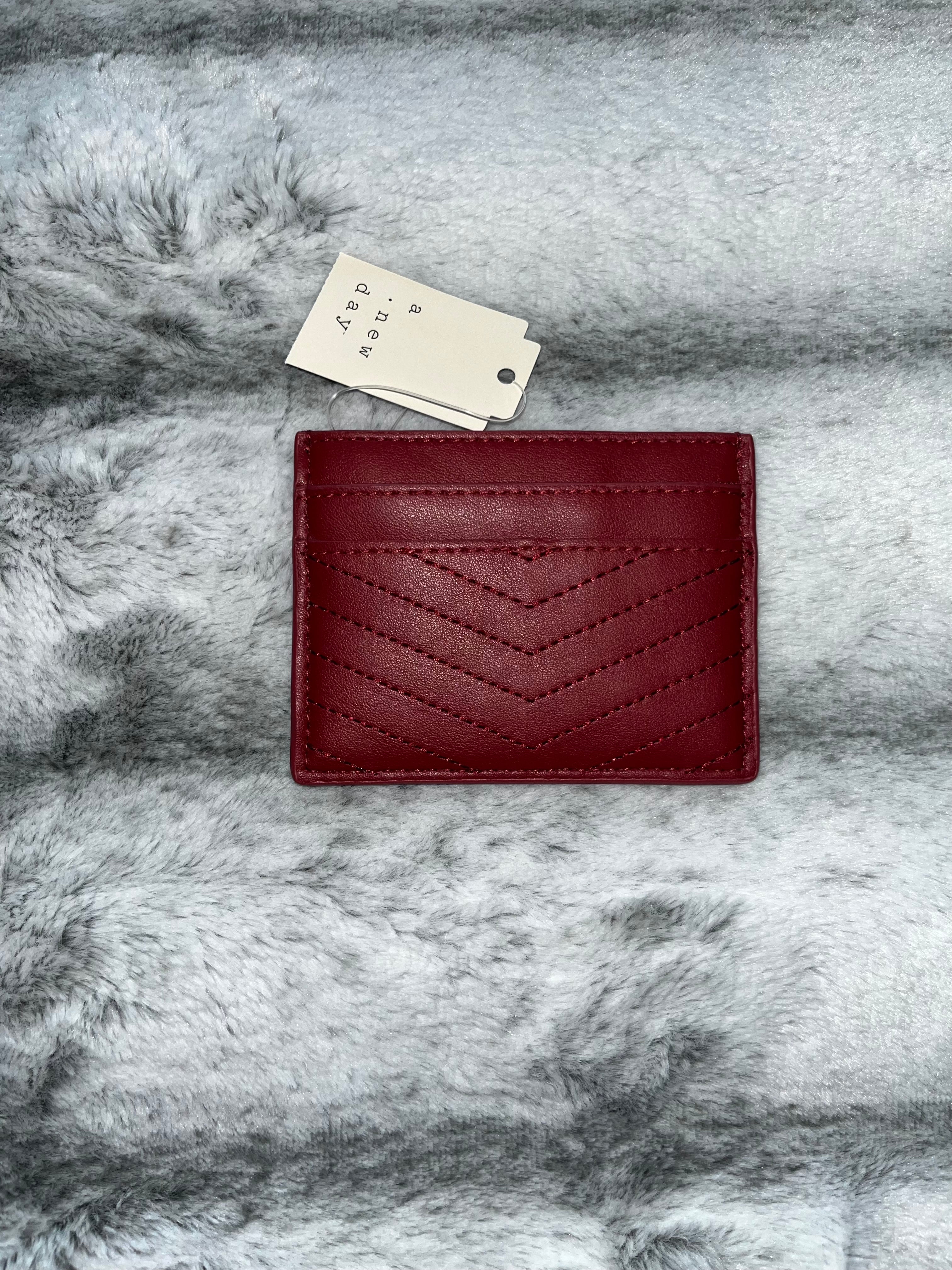 ♡ Crimson Red A New Day Card Wallet | Slim Leather Cardholder | Gift Cute ♡