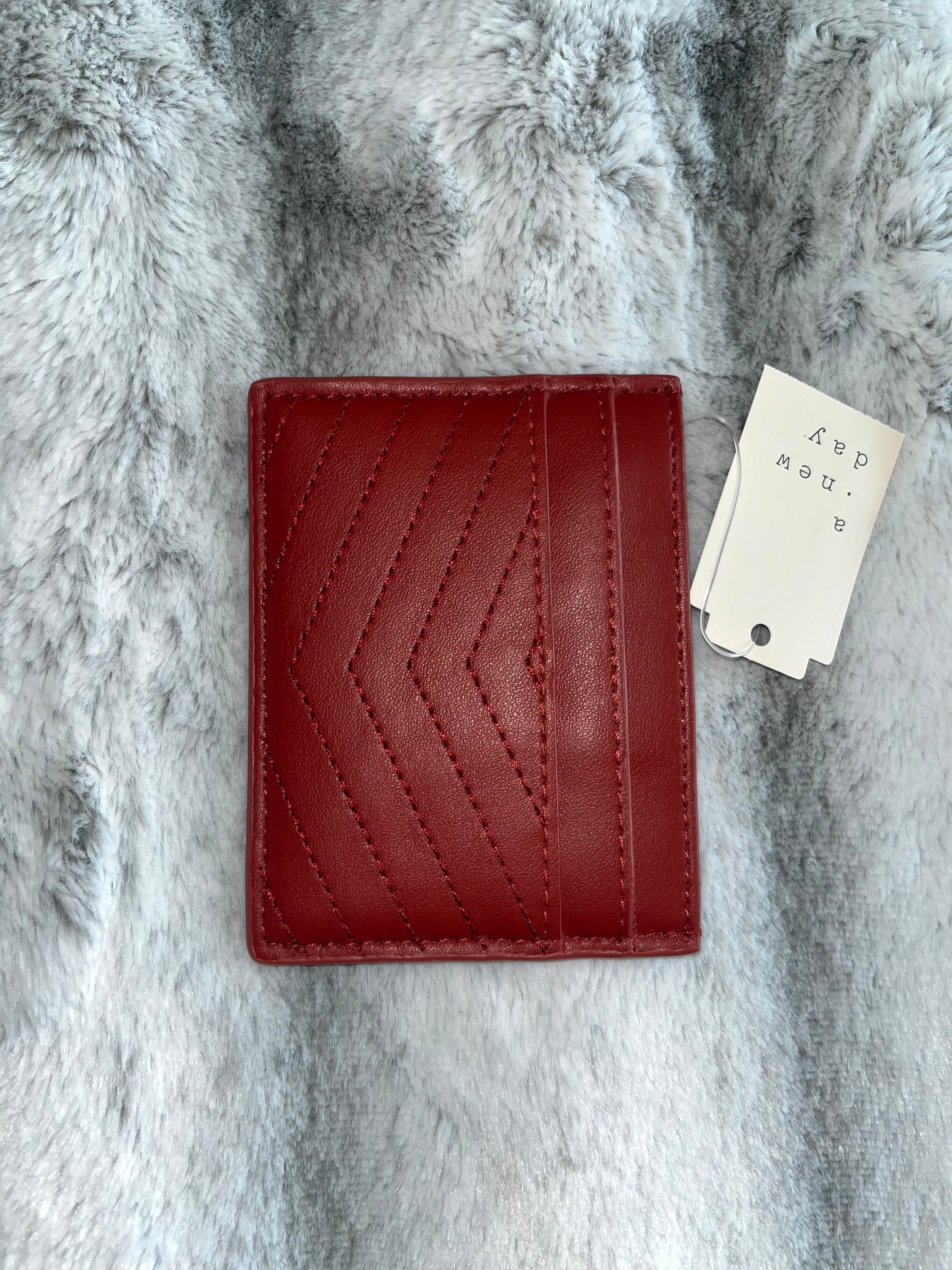 ♡ Crimson Red A New Day Card Wallet | Slim Leather Cardholder | Gift Cute ♡