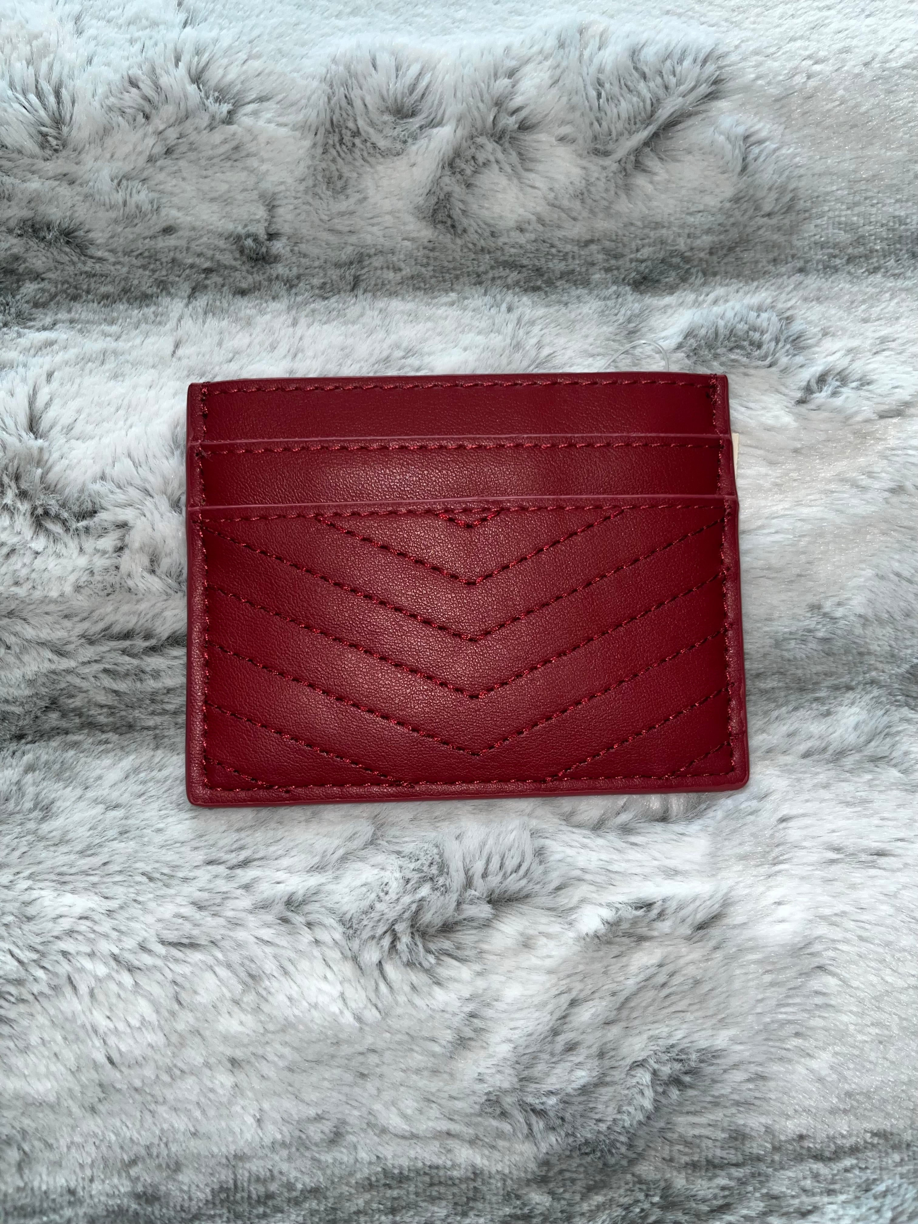 ♡ Crimson Red A New Day Card Wallet | Slim Leather Cardholder | Gift Cute ♡