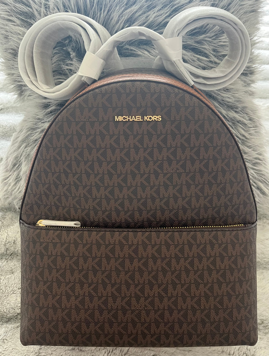 ♡ Michael Kors Sheila Medium Size Signature Backpack - Brown Original Monogram ♡