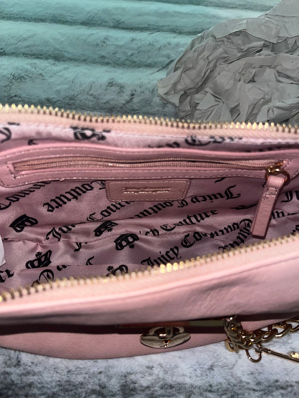 ♡ Juicy Couture Small Light Pink Bag Gold Hardware & Charms | Brand New Y2K GIRL ♡