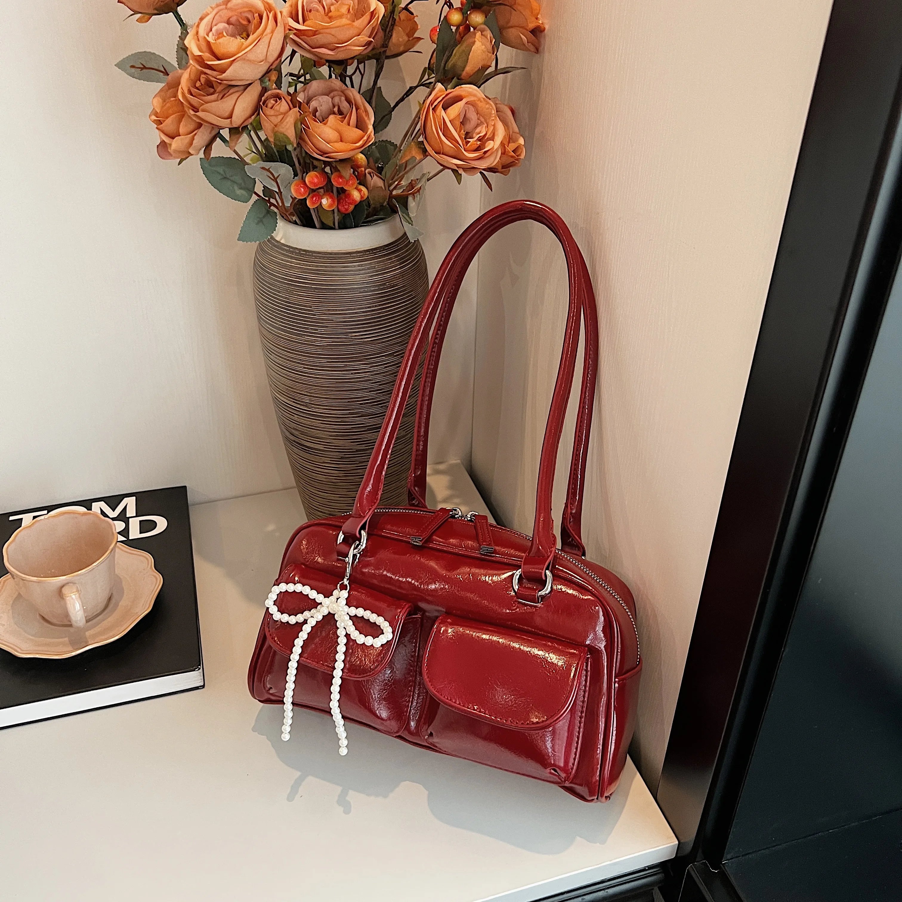 ♡ Fashionable Underarm Bow Bag Korean Edition New Simple Leisure Pillow Bag Trendy Versatile Shoulder Bag ♡