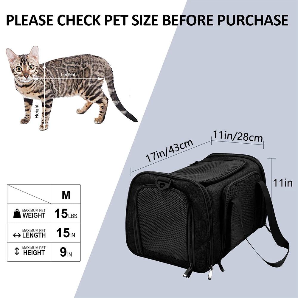 ♡ Dog Carrier Bag Soft Side Backpack Cat Pet Carriers Dog Travel Bags Airline Approved Transport For Small Dogs Cats Outgoing ♡