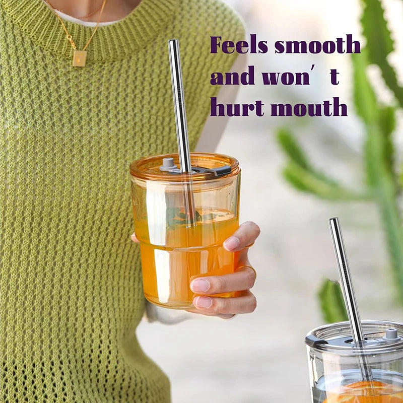 ♡ 4Pcs Stainless Steel Straws for Stanley Cup 40oz with Cleaning Brush Reusable Straws Straight Bent Metal Straw Set Kitchen Tool ♡