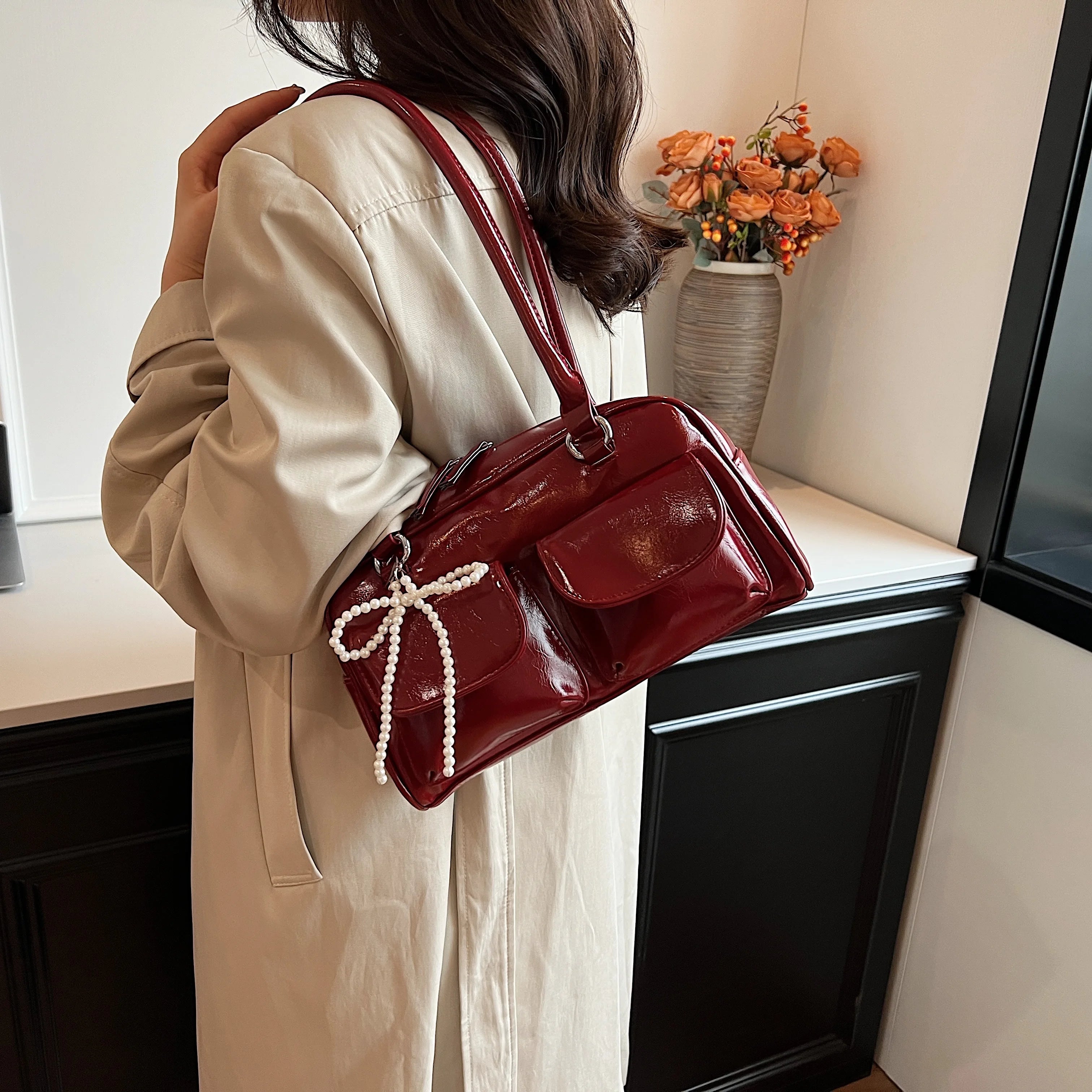 ♡ Fashionable Underarm Bow Bag Korean Edition New Simple Leisure Pillow Bag Trendy Versatile Shoulder Bag ♡