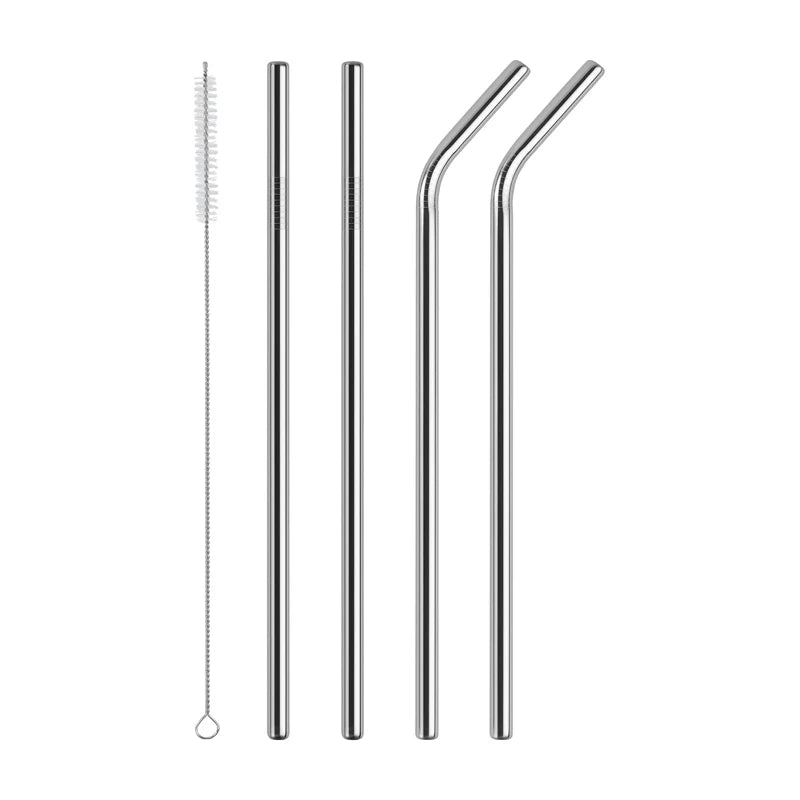 ♡ 4Pcs Stainless Steel Straws for Stanley Cup 40oz with Cleaning Brush Reusable Straws Straight Bent Metal Straw Set Kitchen Tool ♡
