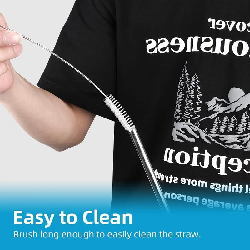 ♡ 4Pcs Stainless Steel Straws for Stanley Cup 40oz with Cleaning Brush Reusable Straws Straight Bent Metal Straw Set Kitchen Tool ♡